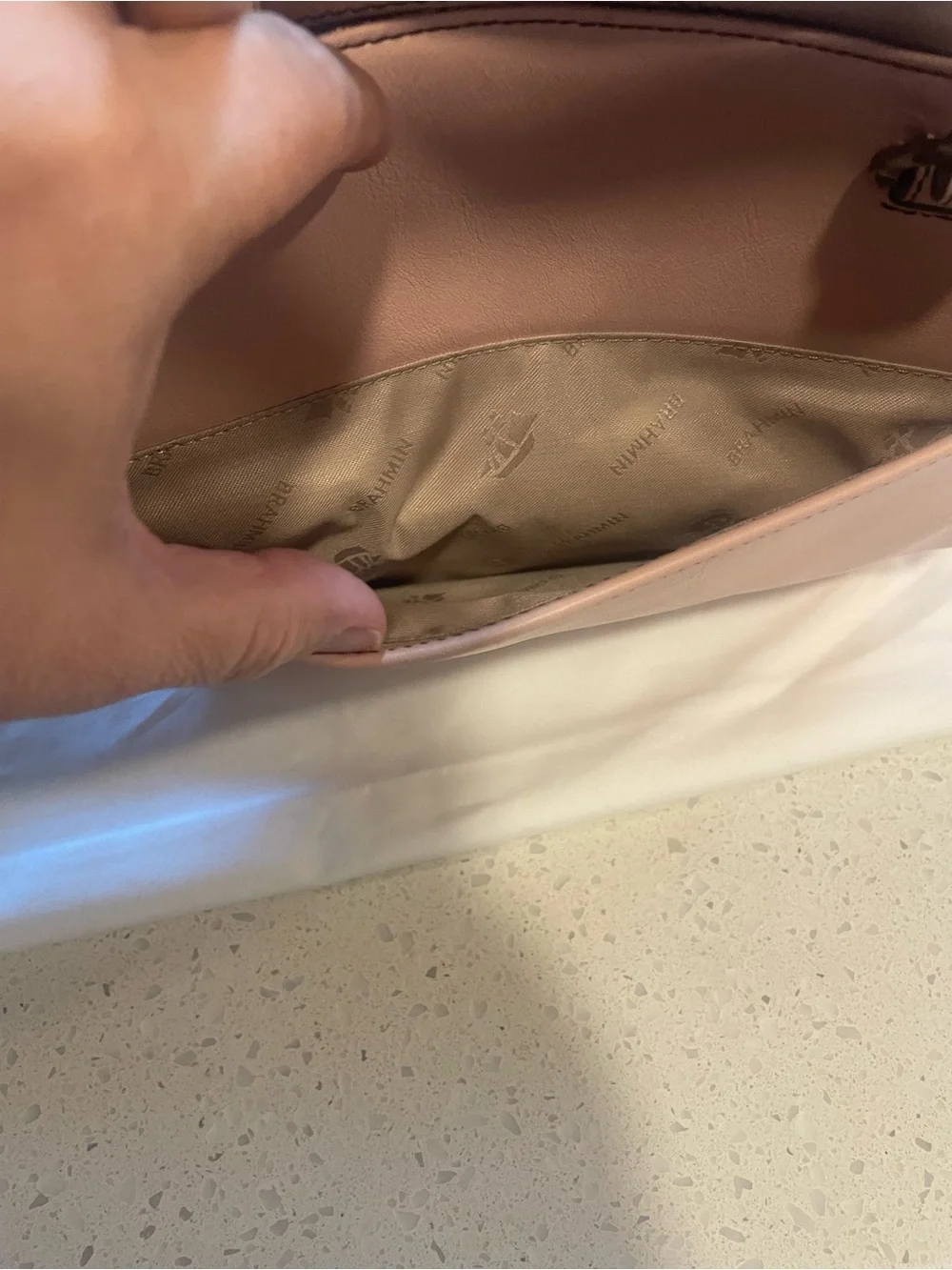 Brahmin Blush Pink Leather Satchel with Top Handles
